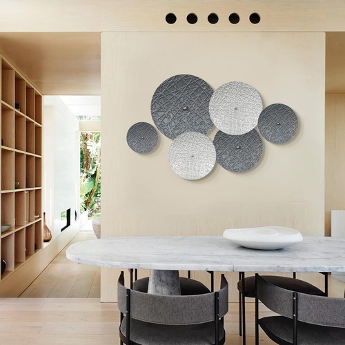 Silver And Grey Wall Decor For Living Room 7pcs Metal Wall Art Hanging Sculpture - Picture 5 of 9