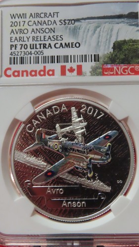 2017 Canada 20 Dollars 1oz 9999 Silver World War II Aircraft Avro Anson NGC PF70 - Picture 7 of 9