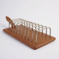 Toasthalter, Toastständer Teak-Holz 60er Jahre Made in Sweden für 9 Scheiben Toa