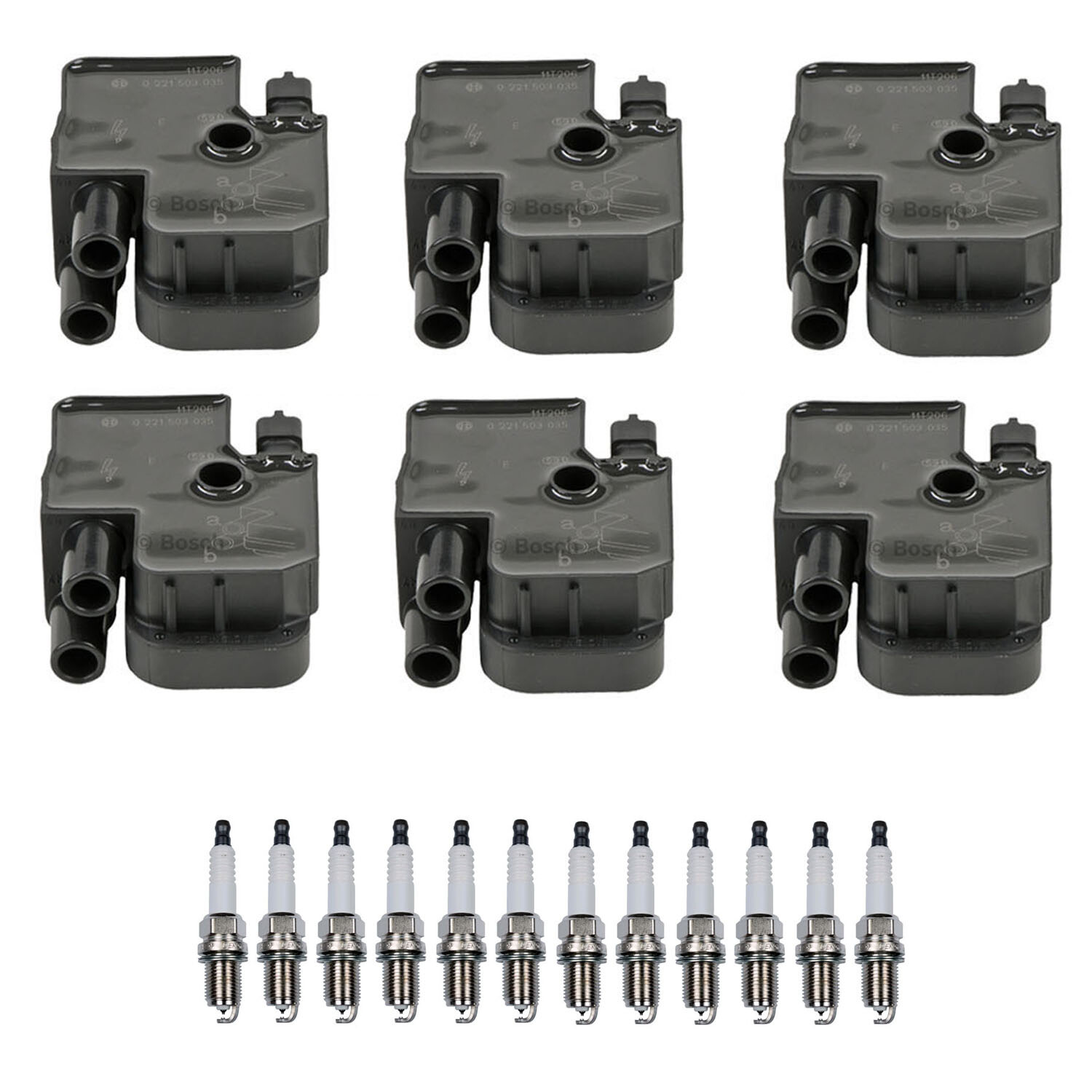 Bosch 6 Ignition Coil Denso 12 Platinum TT Spark Plug Kit For W210 E320 3.2 V6