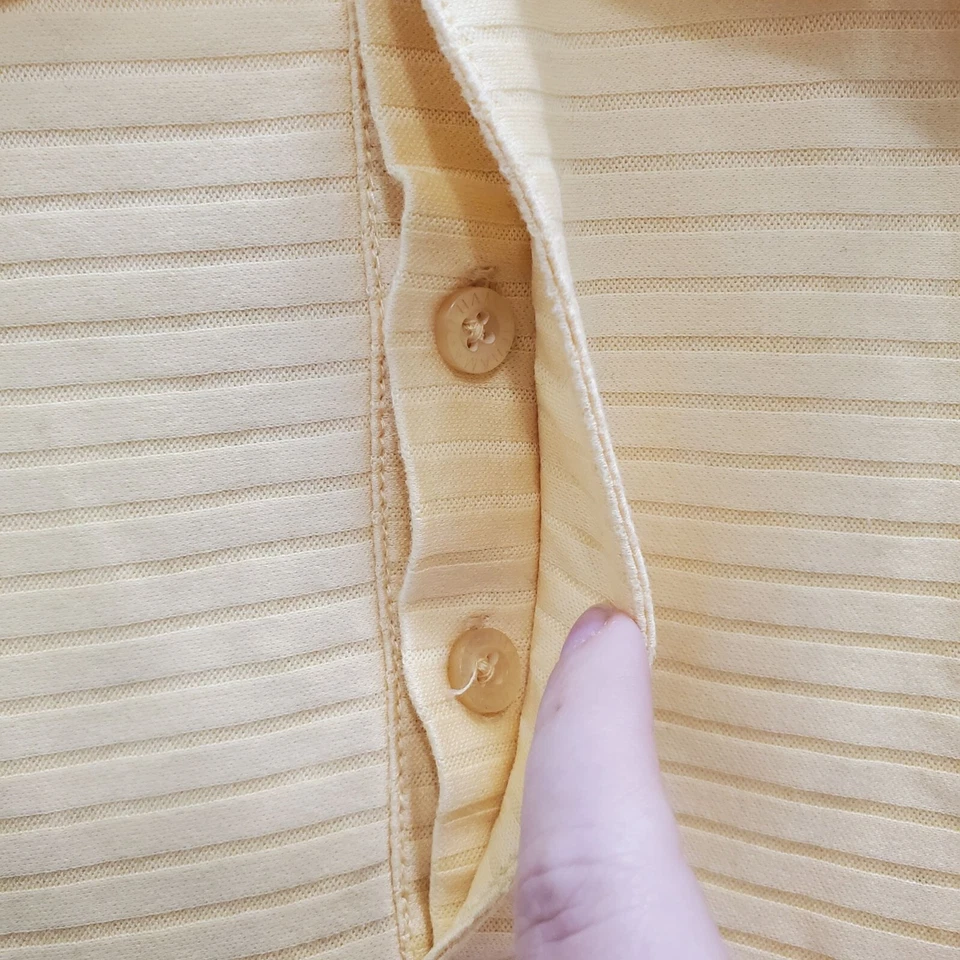 Polo de golf Tehama para hombre amarillo acanalado doble mercerizado algodón Pima rayas talla XL Foto 3 de 4