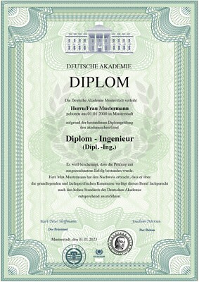 Premium Diplom, Urkunde, Zeugnis, personalisiert   fälschungssicher  
