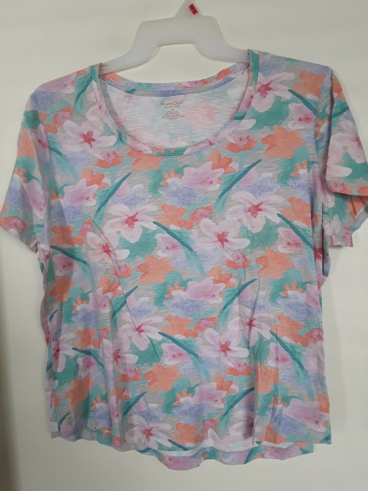 Womens North Crest plus size Multi Floral Shirt Blouse sz 1X