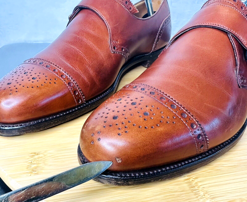 Edward Green For The House of Dormeuil Monk Strap Leather Brogue Shoes 8/8.5D - Picture 2 of 20