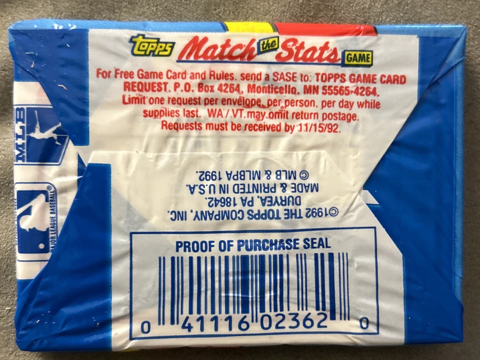 1992 Topps Wax Pack Jose Hernandez Rangers cartão de novato (RC) mostrando na frente superior - Imagem 2 de 2