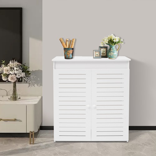 Armadio Portaoggetti Router in PVC Bianco 60x70x25cm Organizer con Gestione Cavi - Foto 2 di 20
