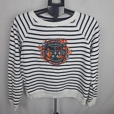 Jack Wills White Striped Sweatshirt / Jumper, Ladies 10 Salcombe Devon