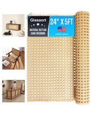 24" x 5FT Natural Rattan Cane Webbing Roll, Natural Cane Webbing, Open Square...