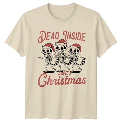 Dead Inside But Its Christmas Raccoon Skeletons Holidays Herren T-Shirt...