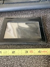 BLACK CARD LEATHER BI FOLD ID HOLDER 2 WINDOW VERSION, ID HOLDER ON INSIDE COVER