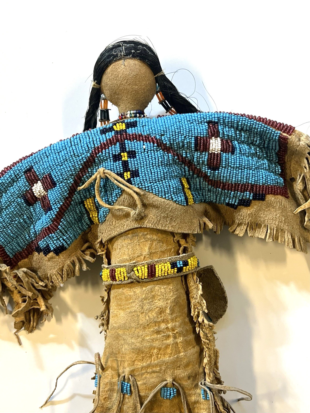 Antique Native American Lakota (Sioux) Indian Beaded Doll; 18 Inches; Late 1800s