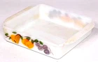 Vtg Anchor Hocking Fire King Gay Fad Fruit Design #452 Square Baking Pan Dish 8"