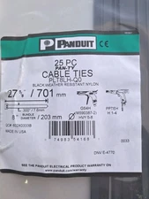 New Panduit 25pcs Cable Ties PLT8LH-Q0 27 5/8" Black Weather Resistant Nylon