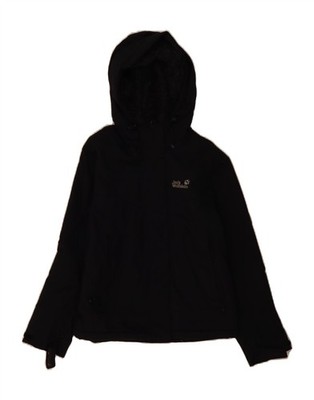 JACK WOLFSKIN Womens Hooded Windbreaker Jacket UK 10 Small Black Polyamide CR09