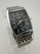 BLACK DIAL Vintage Seiko Slim Quartz Men s Wrist Watch