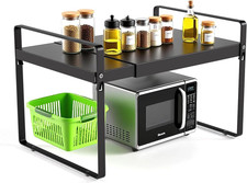 Expandable Cabinet Shelf Organizer 14-25 Inch Adjustable Length, 11" Wide 2-Tier