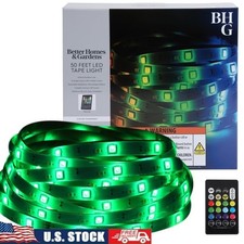 50ft LED Tape Light Color Changing Remote Indoor Outdoor Flexible Lighting New