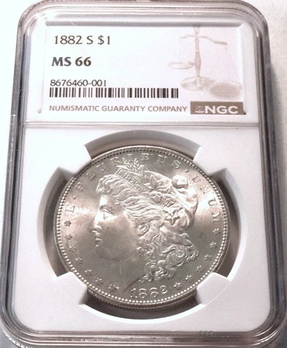 1882 S $1 NGC MS 66 Morgan Silver Dollar Better GEM+ Uncirculated Type Coin