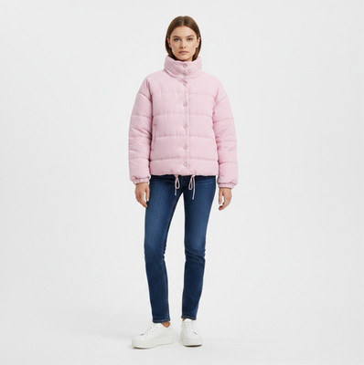 Wild Fable Womens Juniors XL Pink Quilted Padded Snap Front Puffer Jacket Short