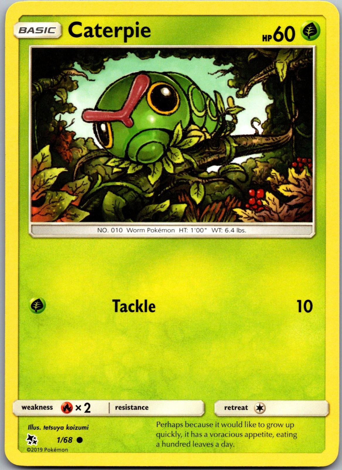 Caterpie 1/68 Common Hidden Fates Pokemon Near Mint