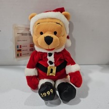 NWT The Disney Store Winnie The Pooh 1999 Santa Pooh 8" Mini Bean Bag