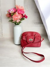 Talbots Red Leather Crossbody Satchel Bag Gol...