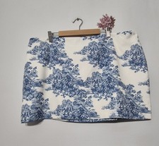 Fashion Nova Irina Mini Skirt 2X (UK 20-22) Blue & White Toile Scenic Print NWT