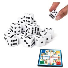 Standard Dice, 16mm Bulk White Opaque Black Pips Six Sided Dice Set, for 20PCS