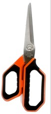 8-1/2" Heavy-Duty Scissors with Orange/Black Rubberized Grip Handle, 3.5mm