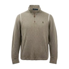VTG Polo Ralph Lauren men's beige cotton quarter-zip pullover sweater Brown  74