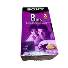 Sony T-160 VHS Tapes 8hr Premium Grade Blank Sealed Lot of 3