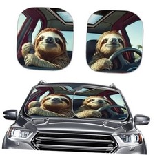 Novetly Car Windshield Sun Shade Funny Driving Car Sun Shield for Front Sloth