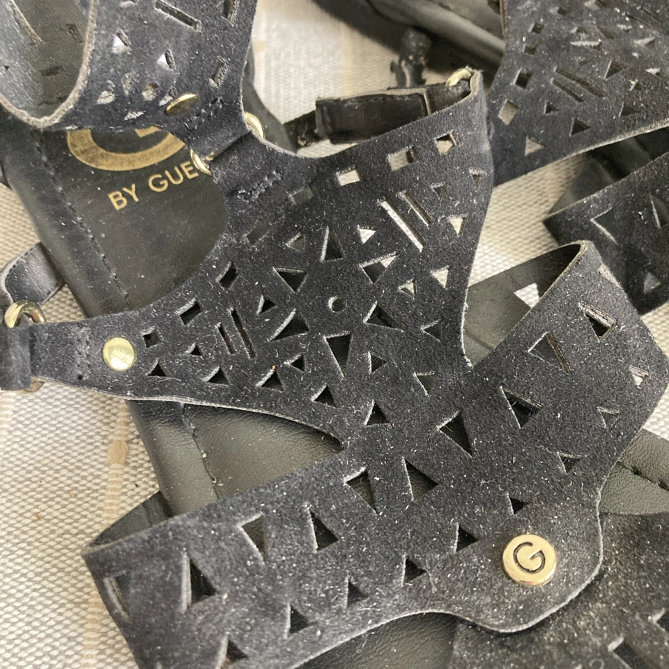 Sandalias Gladiador G by Guess con Tiras Negras Imitación Gamuza Cuero Verano Playa 7M Foto 4 de 4