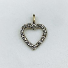 0.05 Ct 10k Yellow Gold Natural Diamond Heart Halo Love Pave Pendant Charm 1g