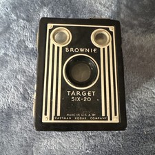 Vintage Kodak Brownie Target Six-20 Black Built-In Flash Box Camera not tested