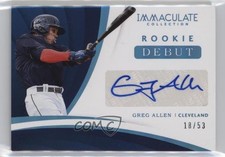 2018 Immaculate Rookie Debut Signatures Jersey Number 18/53 Greg Allen Auto 1l3r