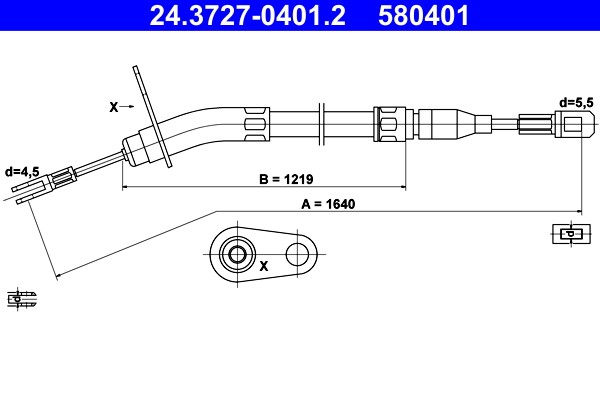 1X Ate 24.3727-0401.2 Seilzug Feststellbremse FüR Mercedes-Benz-image