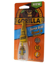 Gorilla Glue #7500102 Super Glue Brush and Nozzle 10 Gram Bottle  NEW 