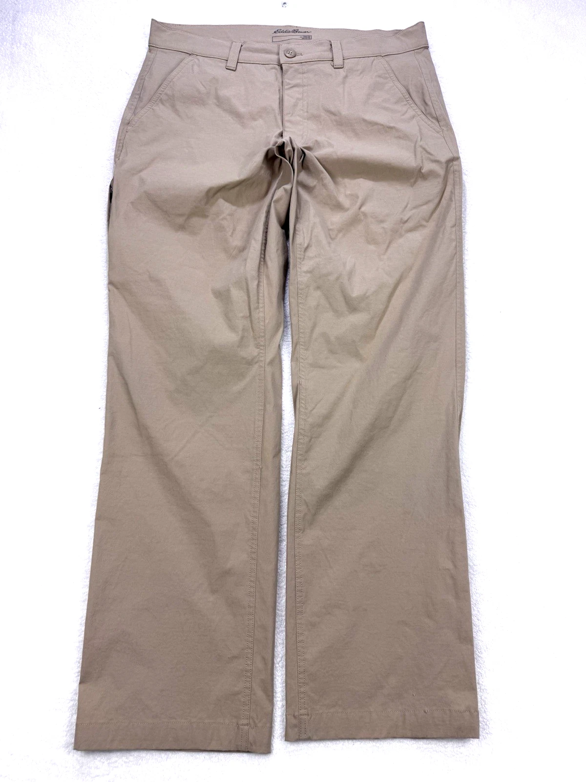 EDDIE BAUER Horizon Guide Chino Pants Men 36x30 Tan Travex Stretch Hiking Wickin