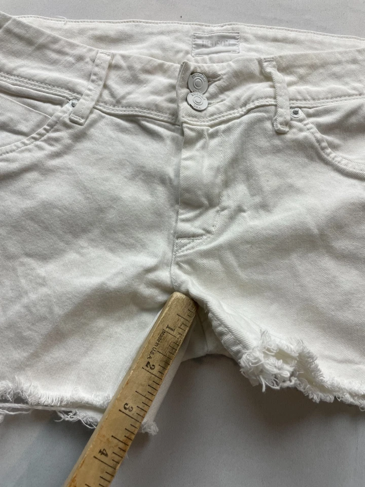 Pantalones Cortos Hudson Corte Para Mujer Talla 27 Blanco Denim Algodón Elástico Dobladillo Deshilachado Foto 2 de 4