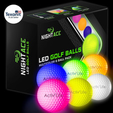 6 Pack Super Bright LED Golf Balls, Lighted Glow in the Dark Golf Balls for Nigh