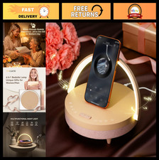 6-in-1 Bedside Lamp with Wireless Charger, Bluetooth Speaker  White Noise - Per