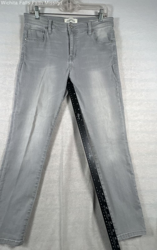 Stonefield Women's Conrad Gray Washed Faded 5-Pocket Ankle Jeans Size M