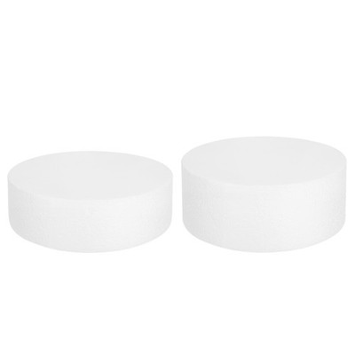 Round Foam Cake Dummy, 8''x 2'',8''x 3'' White Fake Cake Circles Dummies, 2Pcs