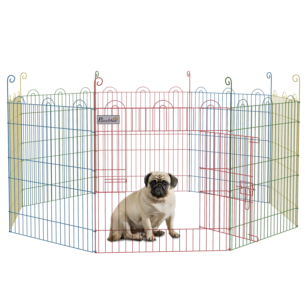 Pawhut Pet Playpen Dog Puppy Crate Kennel W/ Door, 60H X Φ156cm - Image 2