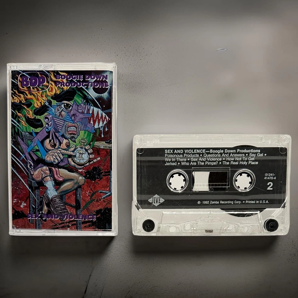 •BOOGIE DOWN PRODUCTIONS ~ SEX AND VIOLENCE• ~1992 OG PRESSING~ (CASSETTE) (4) - Image 3 of 4