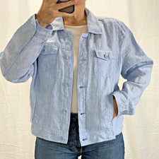 Tommy Bahama Two Palms Chambray Linen Jacket Clean Edge Blue Size XL Lightweight