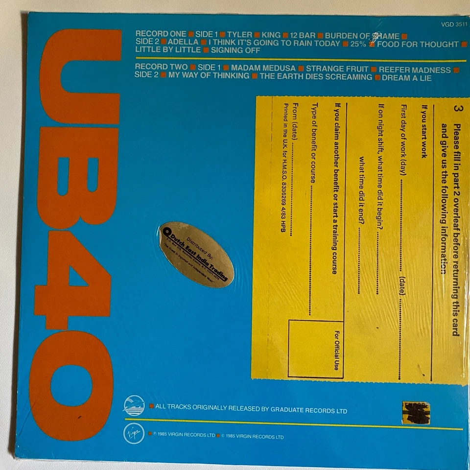 UB40 - The UB40 File; Virgin Records; 2 record Vinyl LP NEW & SEALED RARE - Image 2 of 2