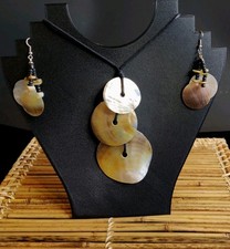 Shell Cord Y Necklace W/ Earrings Statement S...