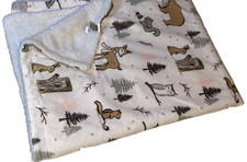 N1 LN HUDSON BABY HB Woodland Animals Deer Owl Bunny Plush Velour Sherpa Blanket